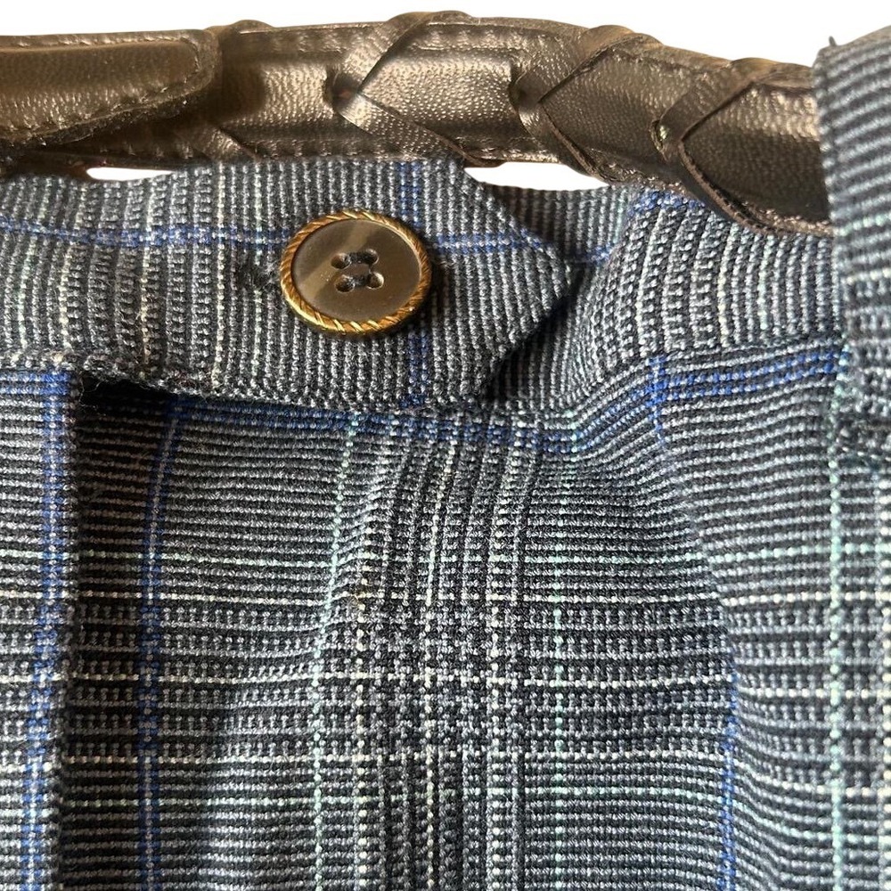 Sag Harbor Pants‎ Women 12 Blue New Plaid Belted Dress Trousers High Rise - Picture 4 of 7